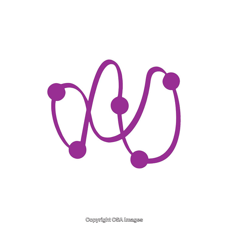 Purple Abstract Loop Design with Circular Node Connections on White Background