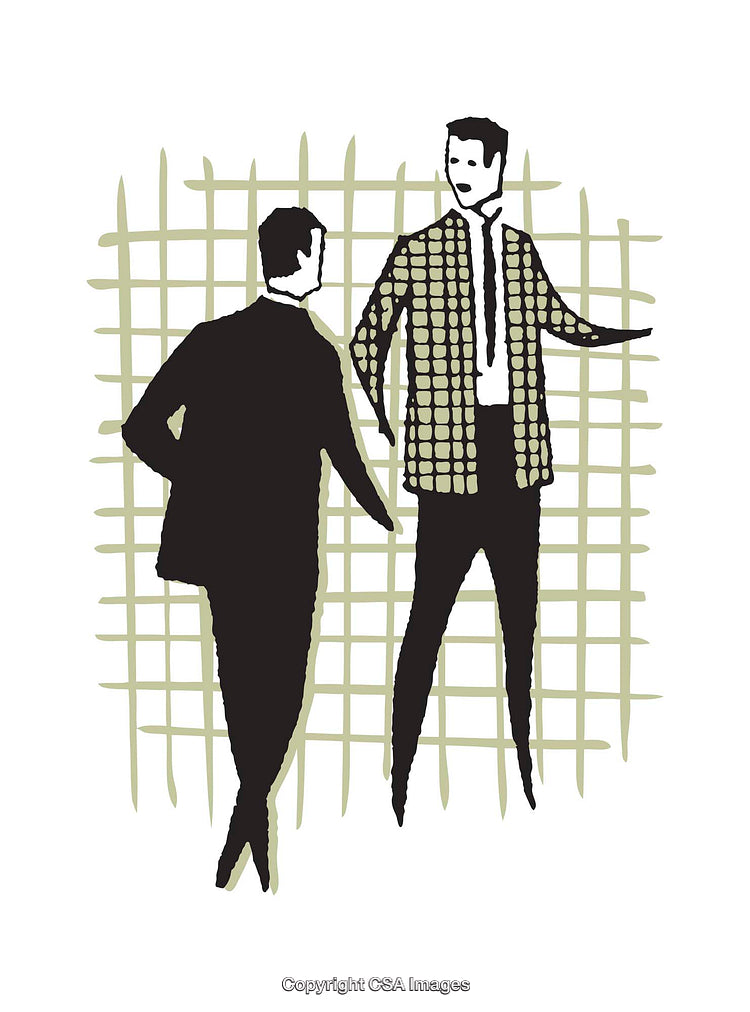 Stylized Illustration of Two Men in Conversation