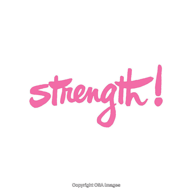 Pink Brushstroke Calligraphy Highlighting the Word Strength with Exclamation