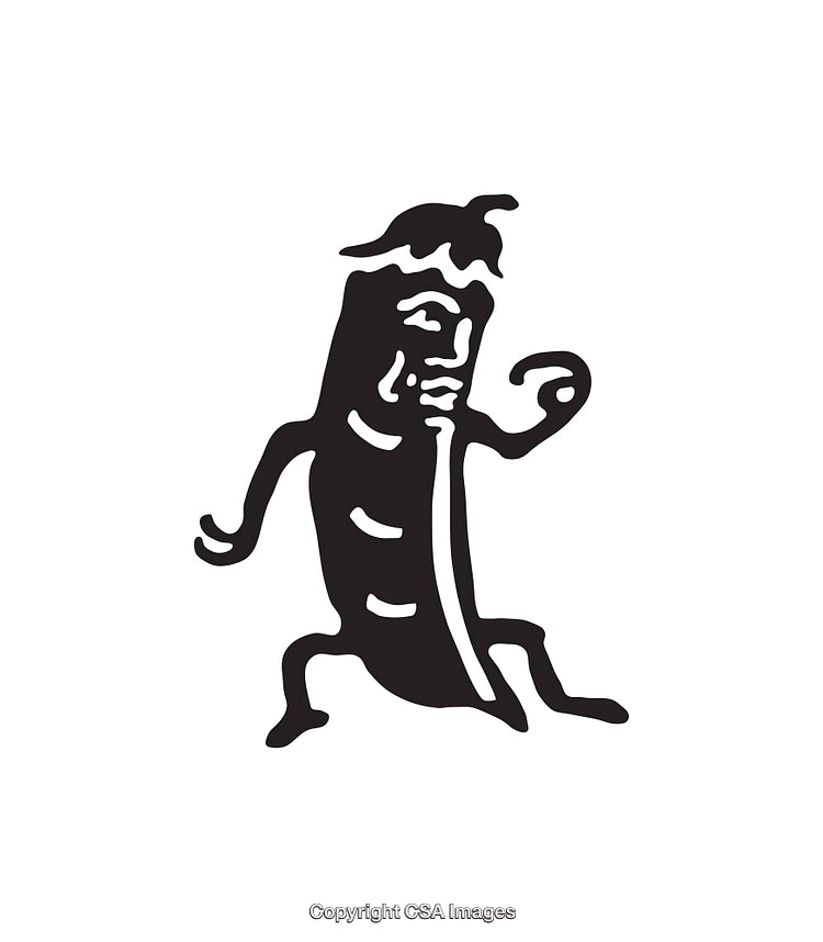 Cartoon Pepper Character in Black and White Line Art Illustration