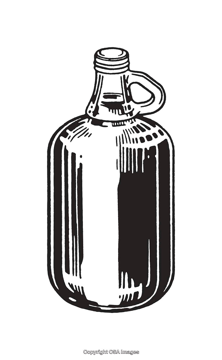 Black and White Line Art Illustration of a Classic Glass Jug