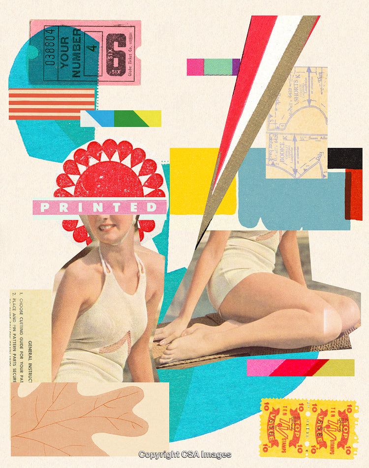 Retro Art Collage with Fashion Textures and Vintage Illustrations