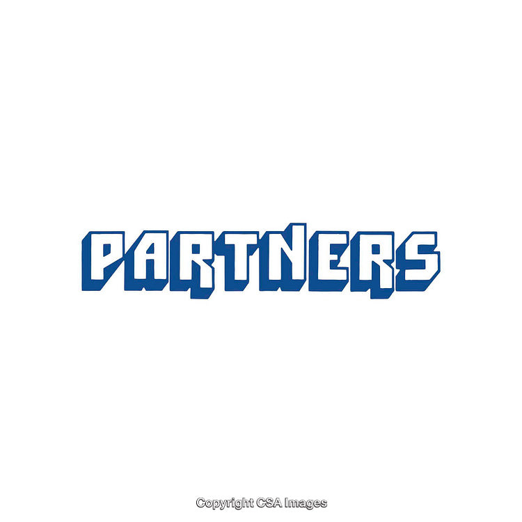 Bold Blue Text Spelling the Word 'Partners' on White Background