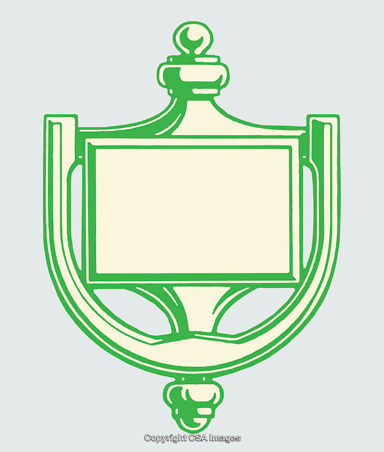 Vintage Green Decorative Shield with Blank Center Illustration