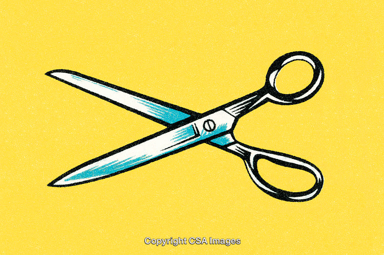 Illustration of Scissors on a Bright Yellow Background
