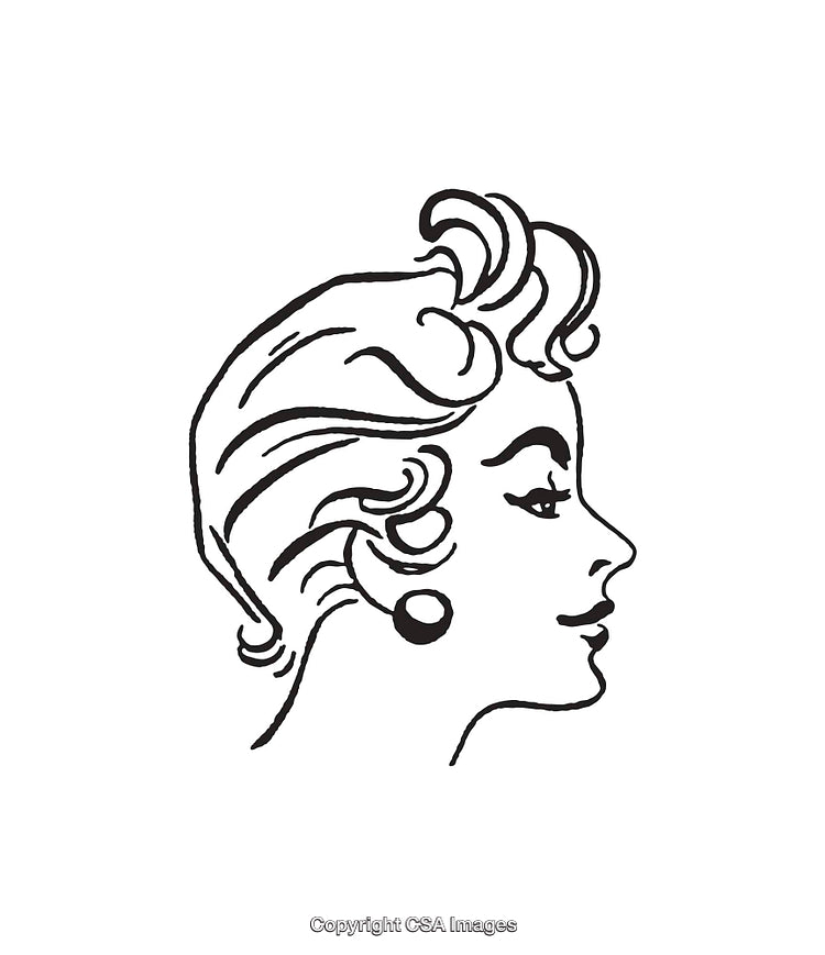 Elegant Black and White Line Art Illustration of a Woman's Profile