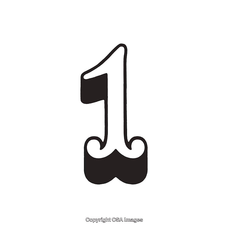 Decorative Black and White Number One Design Illustration
