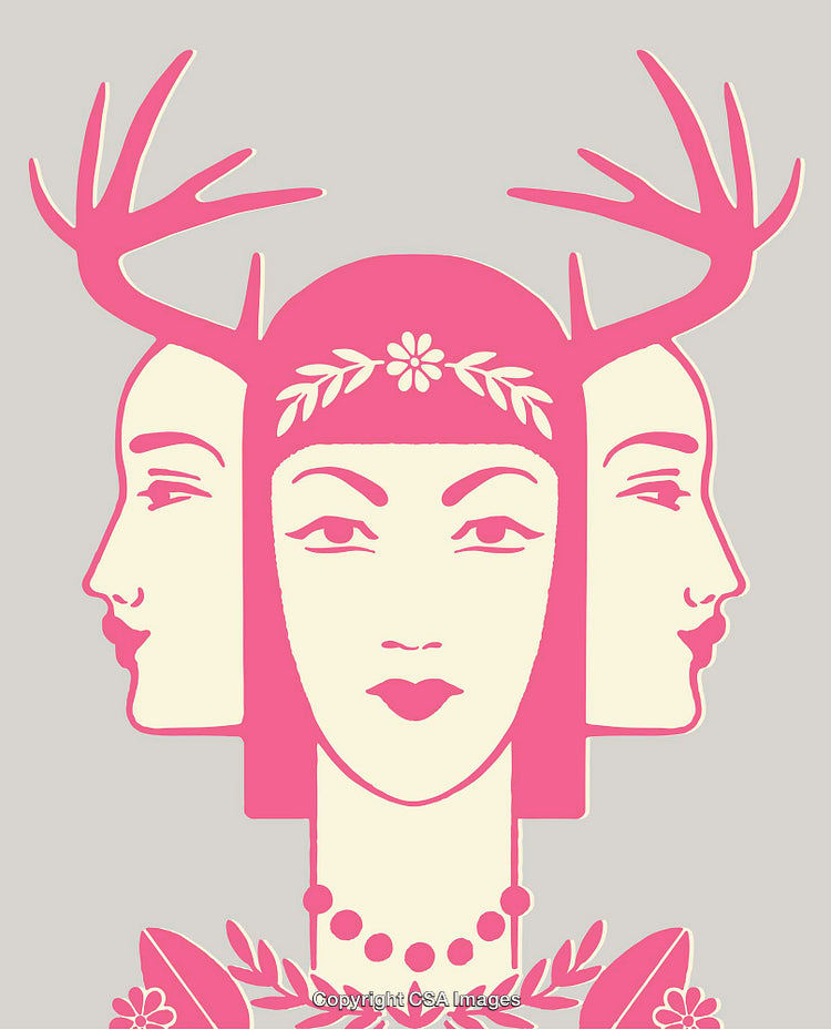 Surreal Floral Portrait With Antlers and a Unique Symmetrical Design