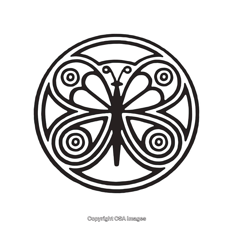 Butterfly Motif with Symmetrical Artistic Patterns in Black and White
