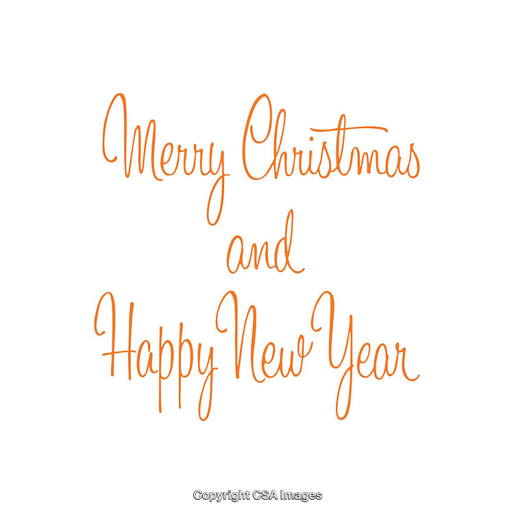Elegant Merry Christmas and Happy New Year Calligraphy Design in Orange