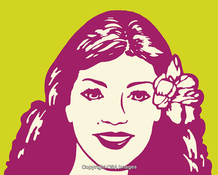 Colorful Line Art Illustration of a Floral Accent Portrait