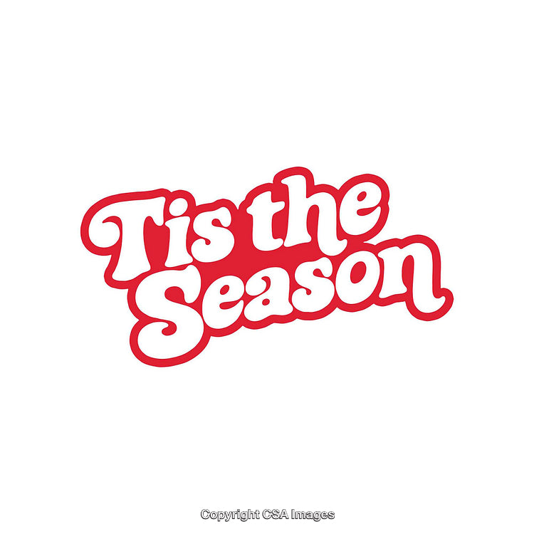Festive Seasonal Greeting Text Artwork on White Background in Red and White