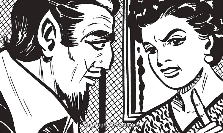 Vintage Style Illustration of a Discussion Between a Man and a Woman