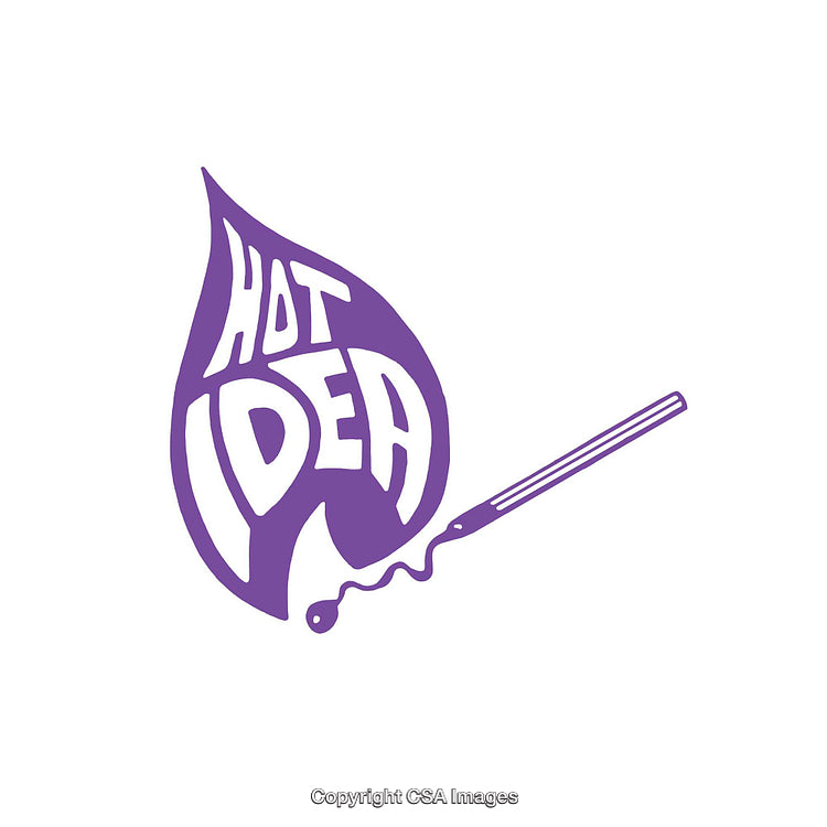 Purple Stylized Text Shaped as Flame with Hypodermic Needle Graphic