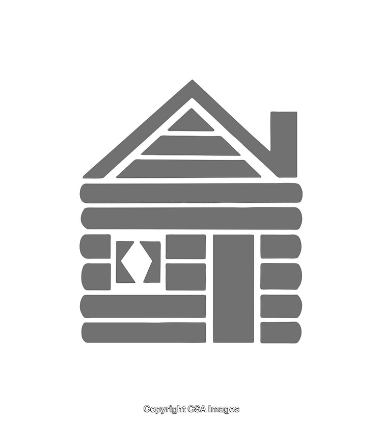 Simple Gray Log Cabin Icon With Minimalist Design