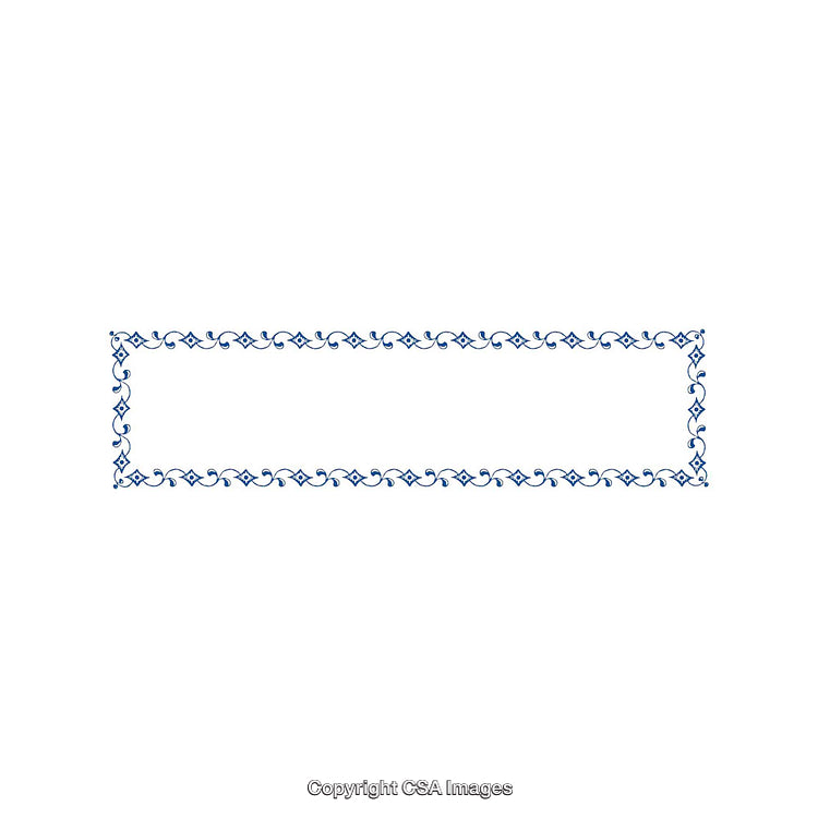 Elegant Blue Ornamental Border Pattern on a White Background