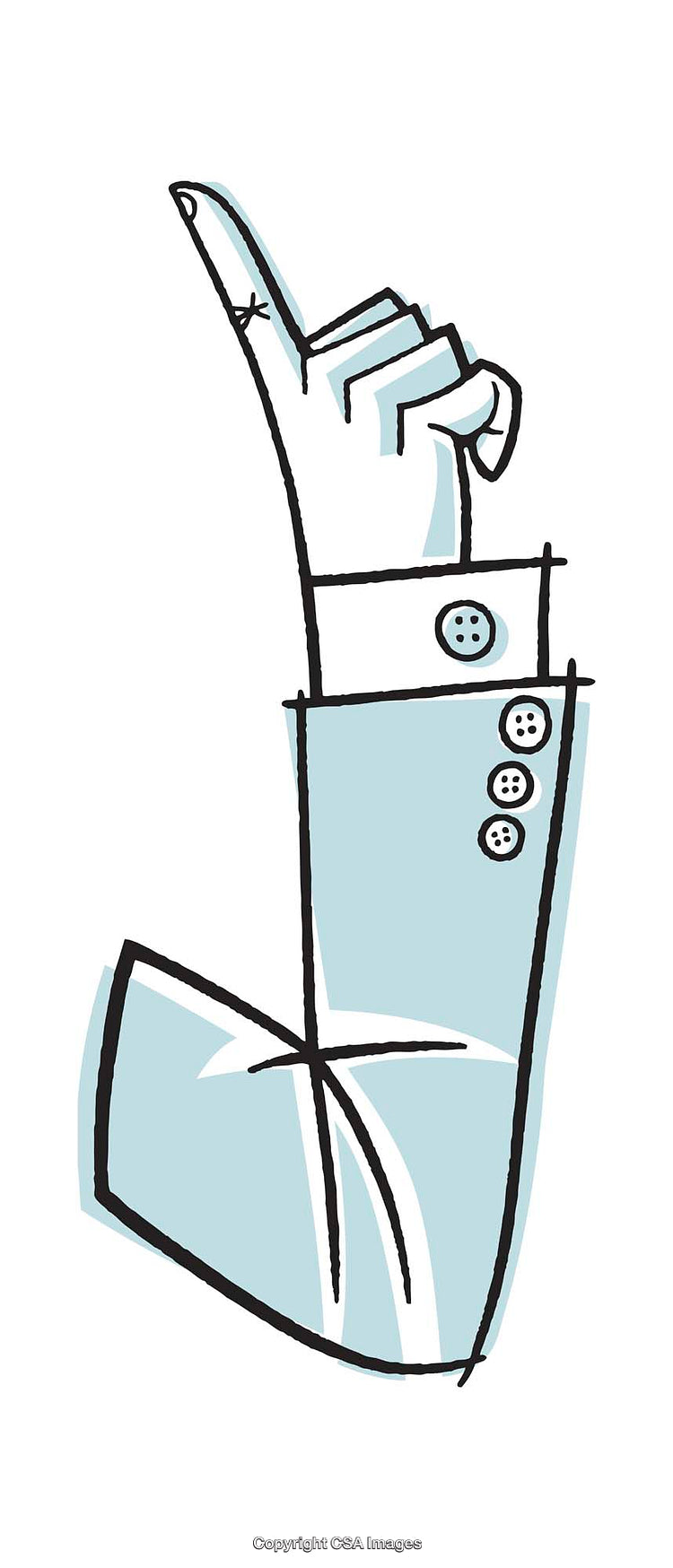 Stylized Illustration of Upright Arm with Hand Pointing Up