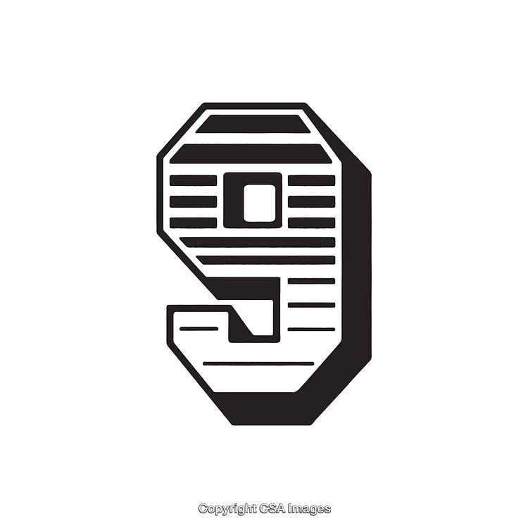 Graphic Representation of the Number Nine with Bold Design