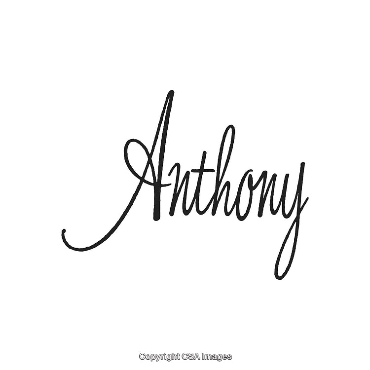 Elegant Cursive Handwriting of the Name Anthony on White Background