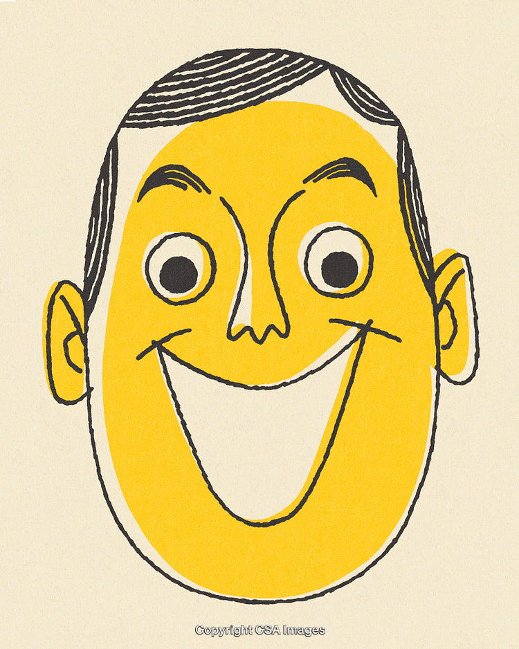 Colorful Playful Illustration of a Smiling Happy Face With Bold Lines