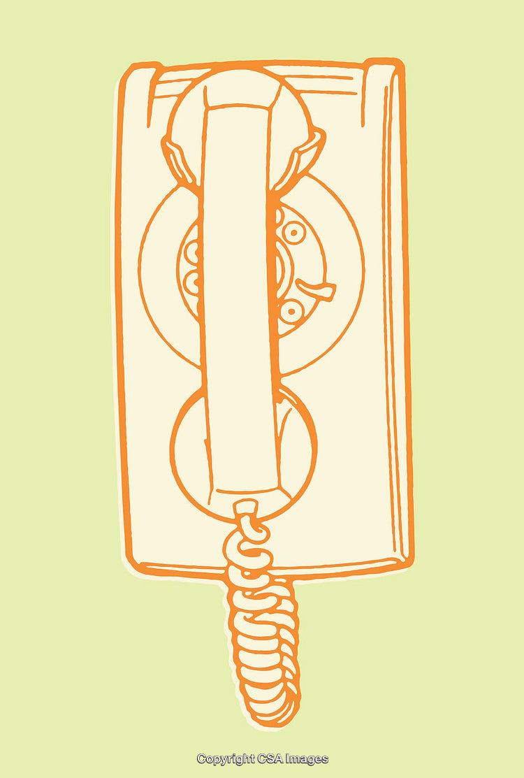 Vintage Rotary Telephone Coloring Illustration on Green Background