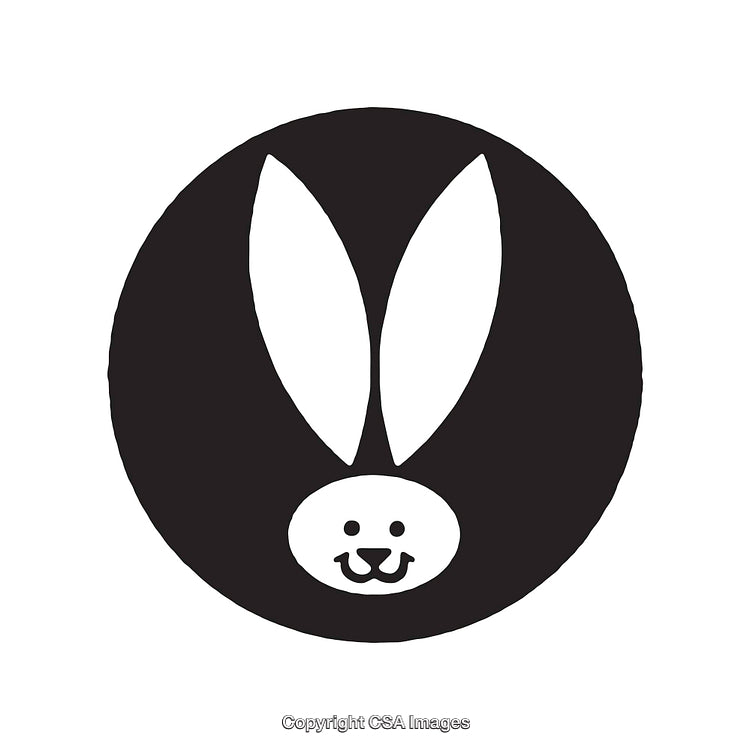 Black and White Illustration of a Cute Animal Icon With Bunny Ears