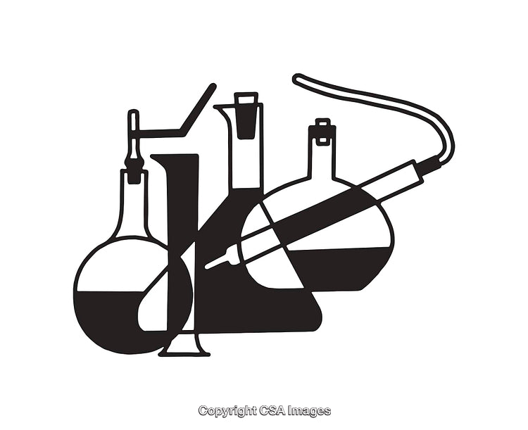 Black and White Laboratory Equipment Line Art Illustration