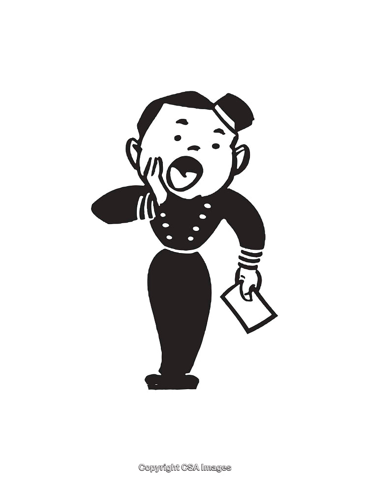 Black And White Illustration of a Person Speaking with Expression