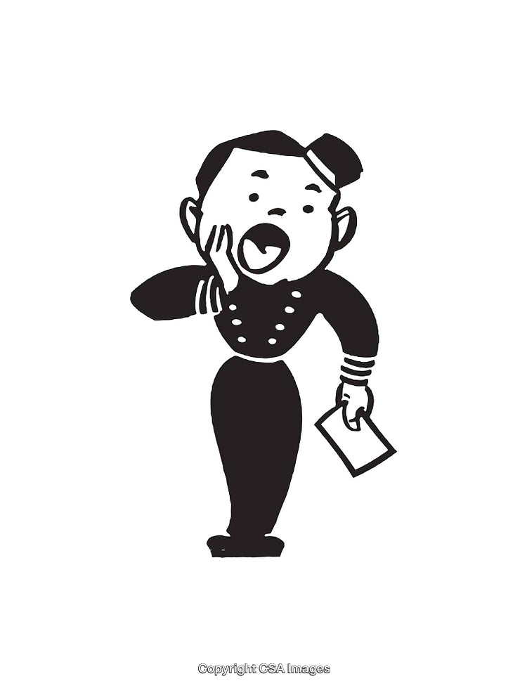 Black And White Illustration of a Person Speaking with Expression