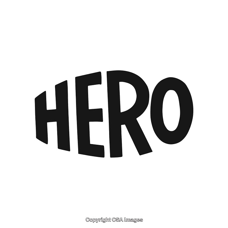 Bold Typography Design Featuring The Word Hero in Black on White Background