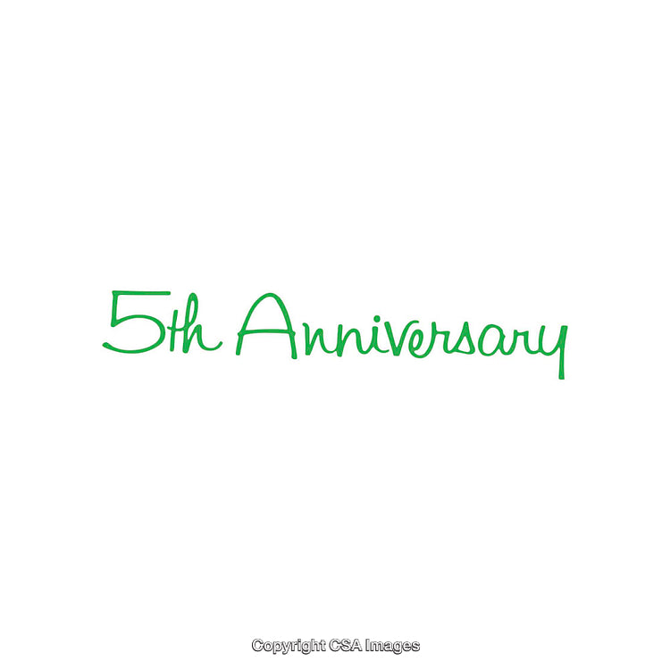 Elegant Green 5th Anniversary Text on Minimalist White Background
