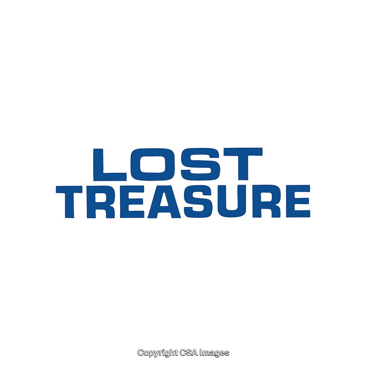 Minimalistic Text Design Featuring 'Lost Treasure' in Bold Blue Letters