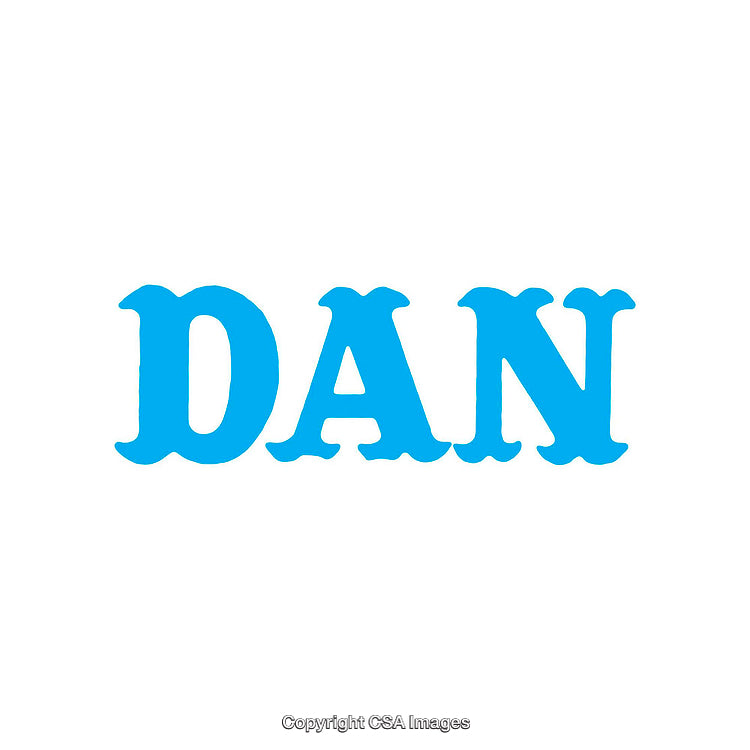 Blue Text Design Featuring the Word 'DAN' on a White Background