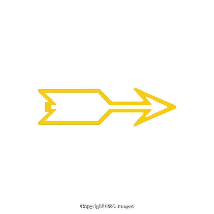 Yellow Outlined Arrow Symbol Facing Right on White Background