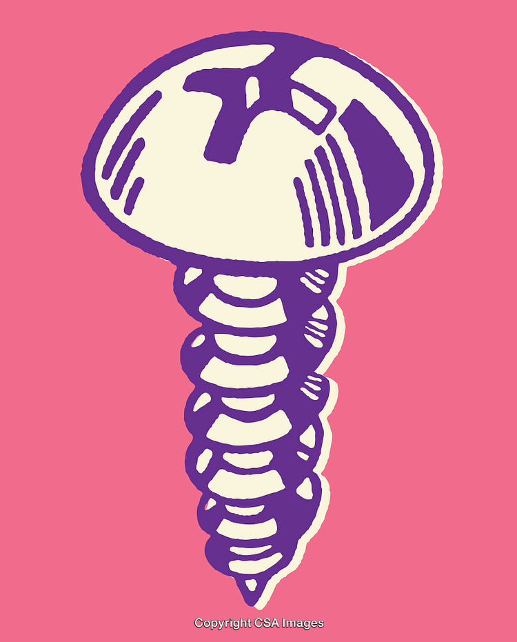 Vibrant Screws Drawing Against a Bold Contrasting Background in Pop Art Style