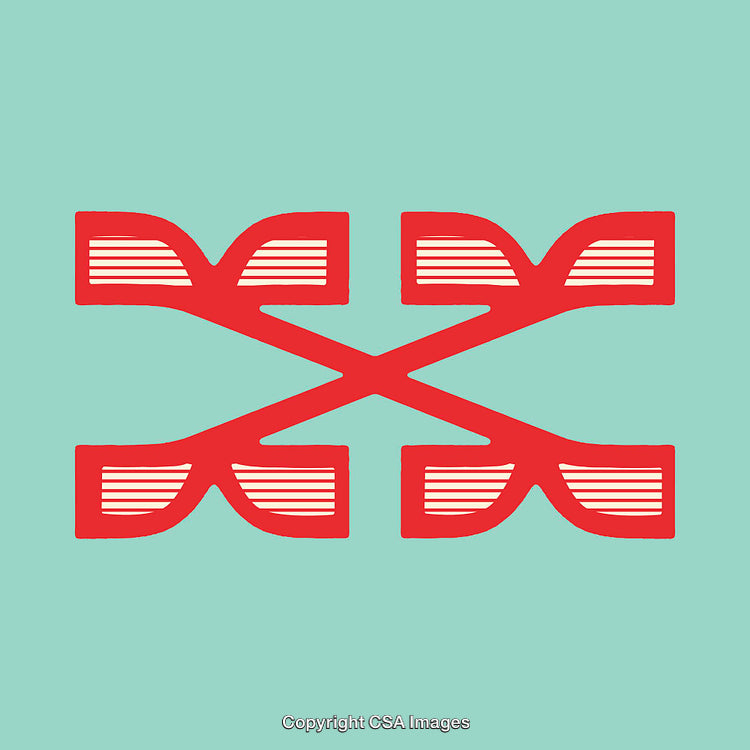 Creative Red Interwoven X Shapes on Blue Background