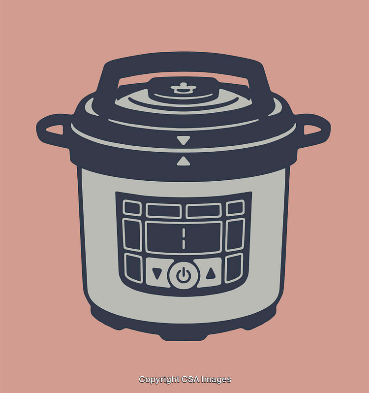 Modern Pressure Cooker Icon in Minimalist Line Art Style on Pink Background