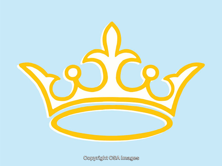 Golden Crown Line Art Illustration on Light Blue Background