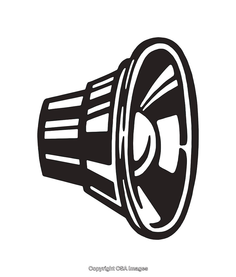 Black and White Line Art Illustration of a Loudspeaker Symbol