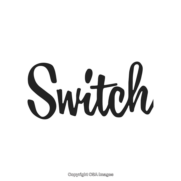 Elegant Handwritten Script Displaying the Word Switch on White Background
