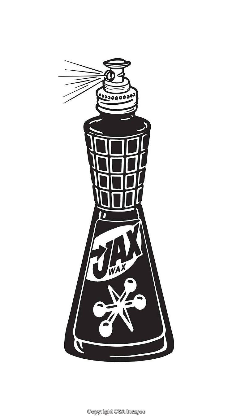 Retro Black and White Line Art of a Branded Bottle