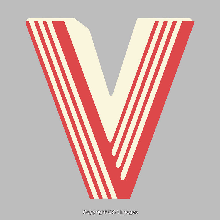 Bold Artistic Representation of the Letter V with Retro Colors