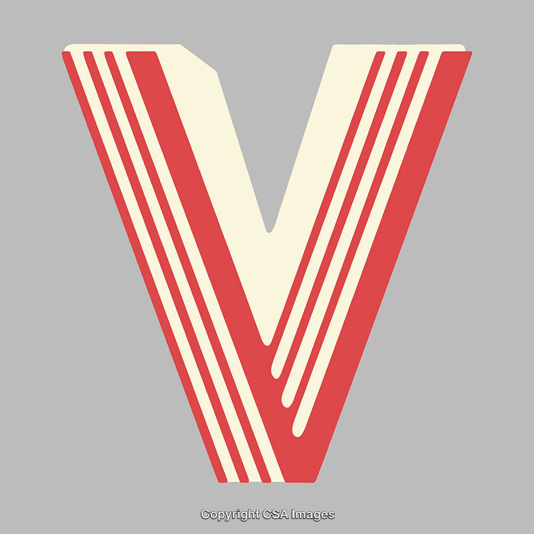 Bold Artistic Representation of the Letter V with Retro Colors