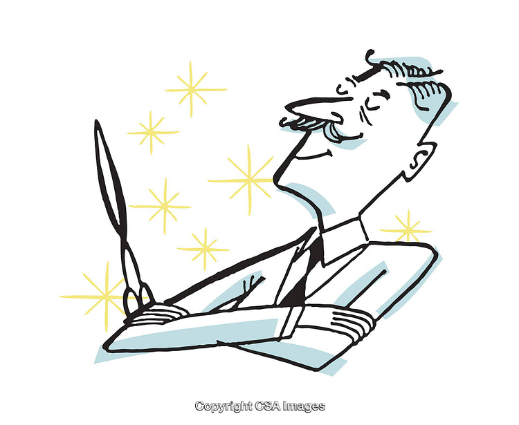 Confident Man Holding Brush with Sparkling Creativity Illustration