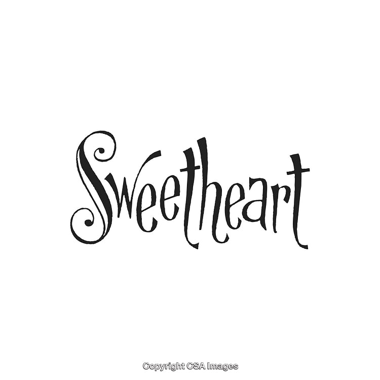 Elegant Black Script Typography of the Word Sweetheart with Decorative Elements