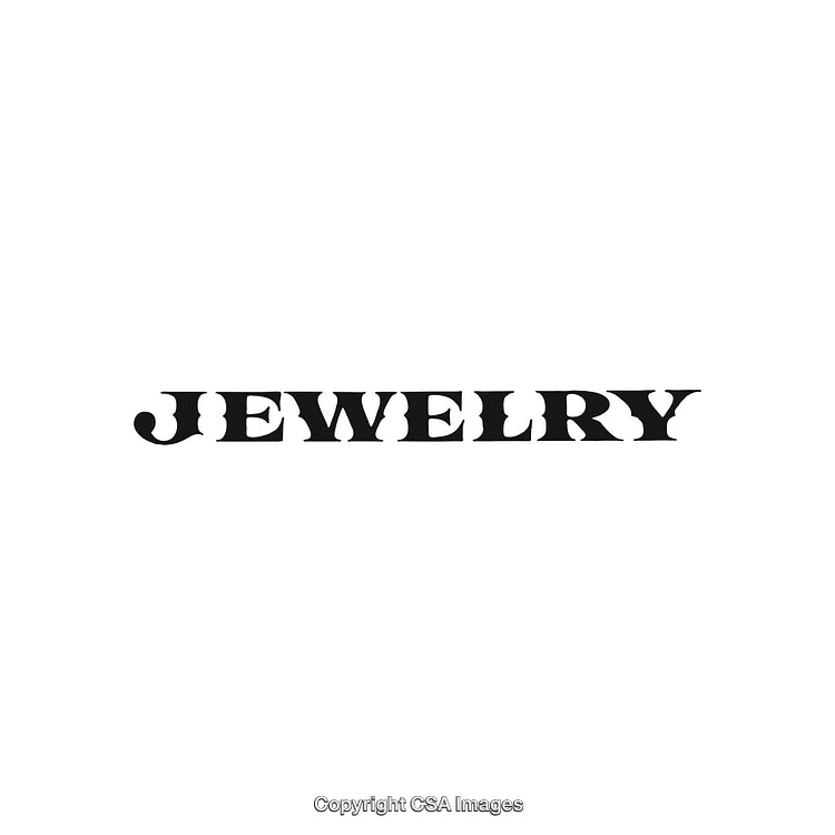 Bold Jewelry Text in Decorative Typeface on White Background
