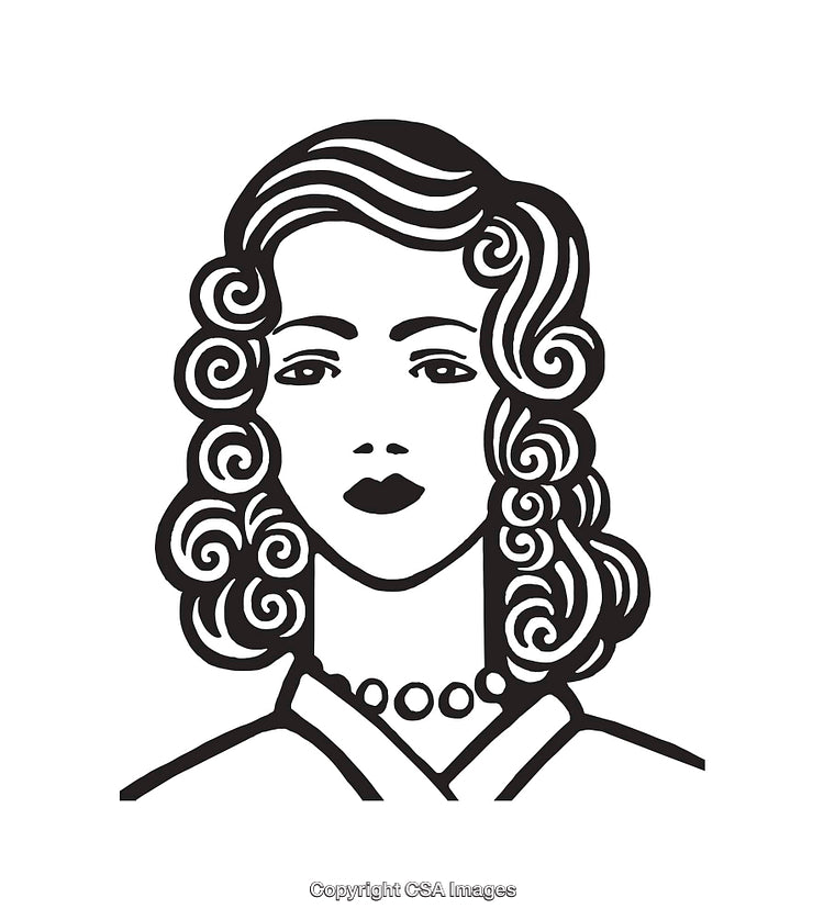 Elegant Line Art Illustration of a Woman in Black and White Style