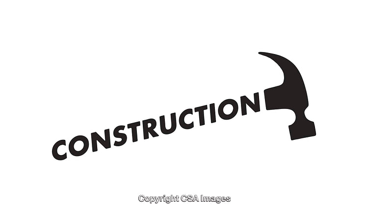 Monochrome Construction Logo with Hammer and Typography Design