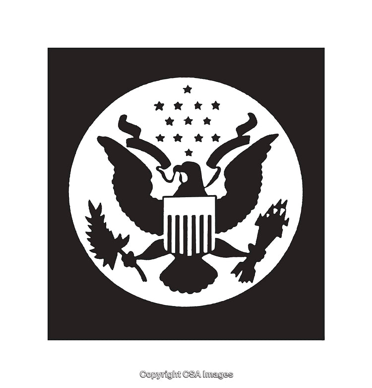 Black and White Illustration of an Eagle Emblem in Circular Design