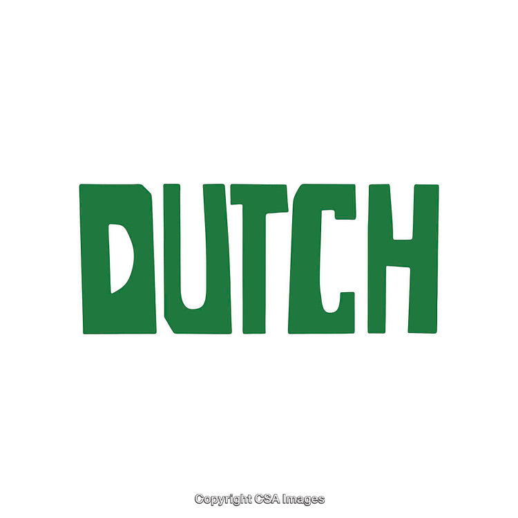 Green Stylized Text Reading 'Dutch' on a White Background